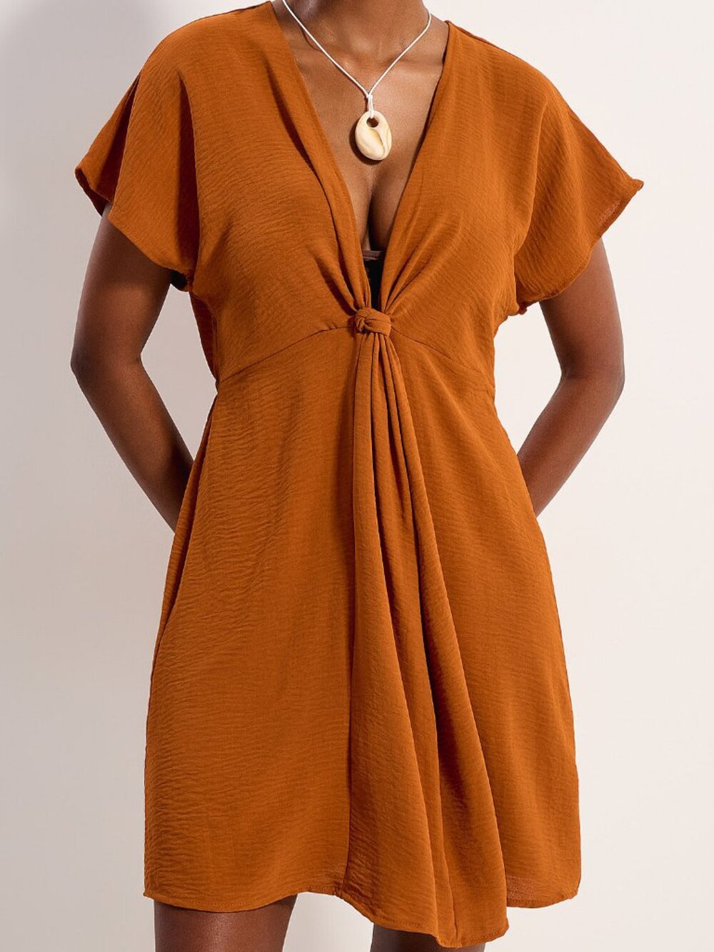 Cover Me Plunging tie V-neck dress